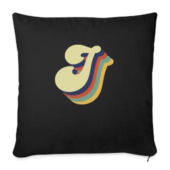 Retro J Letter - Sofa pillowcase 17,3'' x 17,3'' (45 x 45 cm) - black - Front