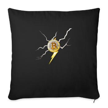 Bitcoin logo with lightning bolts - Sofa pillowcase 17,3'' x 17,3'' (45 x 45 cm) - black - Front