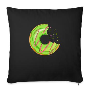 donut croquer manger boucher patisserie 12036234 Q - Housse de coussin décorative 45 x 45 cm - noir - Devant