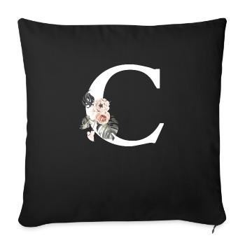 Tropical floral letter c - Sofa pillowcase 17,3'' x 17,3'' (45 x 45 cm) - black - Front