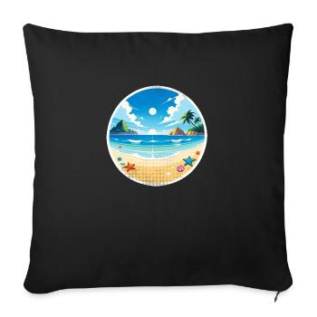 plage vacances soleil mer - Housse de coussin décorative 45 x 45 cm - noir - Devant