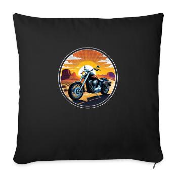 Motorcycle and Sunset, Biker Gift - Sofa pillowcase 17,3'' x 17,3'' (45 x 45 cm) - black - Front