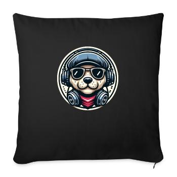 Chien de musique - Housse de coussin décorative 45 x 45 cm - noir - Devant