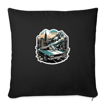 voiture vintage americaine et sportive - Housse de coussin décorative 45 x 45 cm - noir - Devant