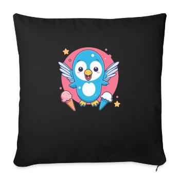 L’oiseau adore la crème glacée - Housse de coussin décorative 45 x 45 cm - noir - Devant