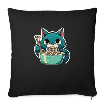 Katze isst Instant Noldes - Sofakissenbezug 45 x 45 cm - Schwarz - Vorne