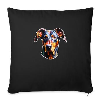 Doberman Head Psychedelic - Sofa pillowcase 17,3'' x 17,3'' (45 x 45 cm) - black - Front