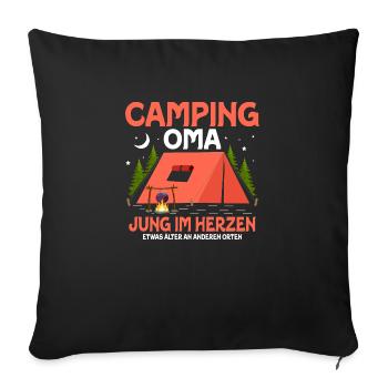 Camping Grandma Young in the Heart Nature Camping - Sofa pillowcase 17,3'' x 17,3'' (45 x 45 cm) - black - Front