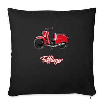 Hirondelle (rouge / low-flyer) // Illustration - Housse de coussin décorative 45 x 45 cm - noir - Devant