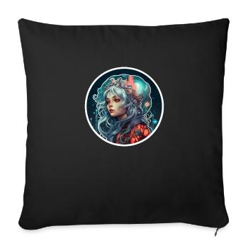 Fille fantastique de science-fiction - Housse de coussin décorative 45 x 45 cm - noir - Devant