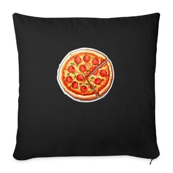 Salami à pizza bien garni - Housse de coussin décorative 45 x 45 cm - noir - Devant