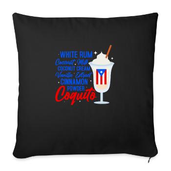 Coquito Recipe Rum Drink Coconut Puerto Rican - Sofa pillowcase 17,3'' x 17,3'' (45 x 45 cm) - black - Front