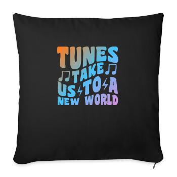 Tunes Take Us To A New World - Sofakissenbezug 45 x 45 cm - Schwarz - Vorne