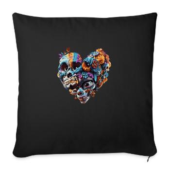 Heart skull - Housse de coussin décorative 45 x 45 cm - noir - Devant
