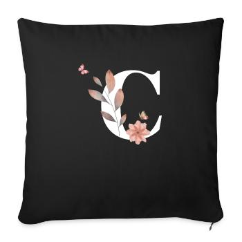 Letter c wildflowers watercolors - Sofa pillowcase 17,3'' x 17,3'' (45 x 45 cm) - black - Front