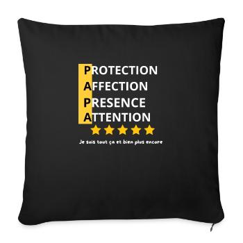 papa protection affection presence attention - Housse de coussin décorative 45 x 45 cm - noir - Devant