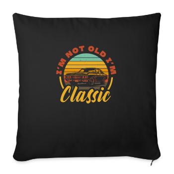 Je ne suis pas vieux, je suis une voiture Hot Rod vintage classique - Housse de coussin décorative 45 x 45 cm - noir - Devant