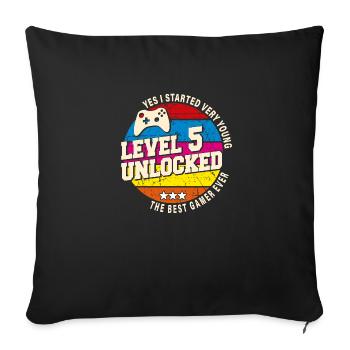 Original 2019 Vintage Level 5 Unlock - Sofa pillowcase 17,3'' x 17,3'' (45 x 45 cm) - black - Front