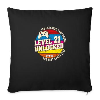 Original 2003 Vintage Level 21 Unlock - Sofa pillowcase 17,3'' x 17,3'' (45 x 45 cm) - black - Front
