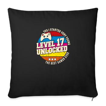 Original 2007 Vintage Niveau 17 Débloquer - Housse de coussin décorative 45 x 45 cm - noir - Devant