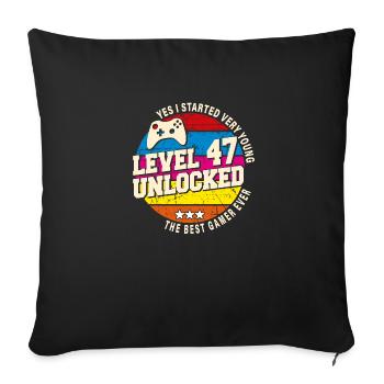 Original 1977 Vintage Level 47 Unlock - Sofa pillowcase 17,3'' x 17,3'' (45 x 45 cm) - black - Front