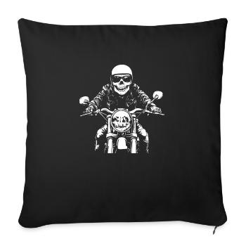 Biker Skull Cadeau Moto - Housse de coussin décorative 45 x 45 cm - noir - Devant