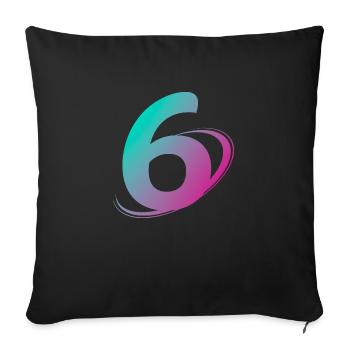 Number 6 multicolor - Sofa pillowcase 17,3'' x 17,3'' (45 x 45 cm) - black - Front