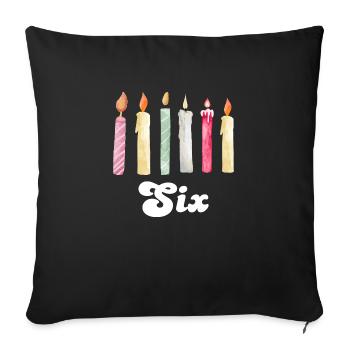 6e anniversaire bougie - Housse de coussin décorative 45 x 45 cm - noir - Devant