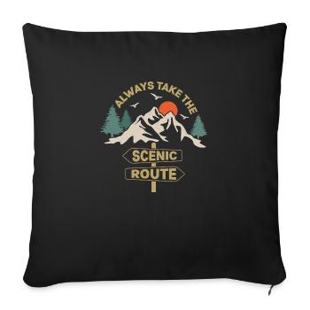 Always Take The Scenic Route Hiking Hiker - Sofa pillowcase 17,3'' x 17,3'' (45 x 45 cm) - black - Front