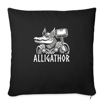 Alligator crocodile alligathor drôle viking jeu de mots - Housse de coussin décorative 45 x 45 cm - noir - Devant