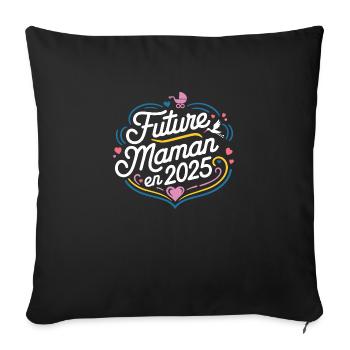 Future maman en 2025 - Housse de coussin décorative 45 x 45 cm - noir - Devant