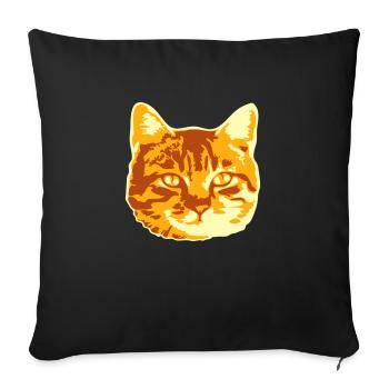 Joli chat réaliste face de tête - Housse de coussin décorative 45 x 45 cm - noir - Devant