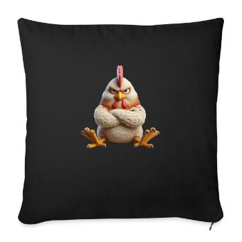 Hahn grimmig 1 - Sofakissenbezug 45 x 45 cm - Schwarz - Vorne