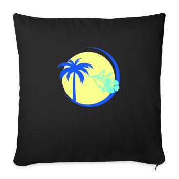 Palme Kolibri Hibiskus - Sofakissenbezug 45 x 45 cm - Schwarz - Vorne