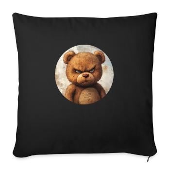 Grim Teddy : Plus qu’une simple peluche - Housse de coussin décorative 45 x 45 cm - noir - Devant