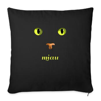 miau Katze - Sofakissenbezug 45 x 45 cm - Schwarz - Vorne