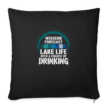 Week-end plein d’amour du lac - Housse de coussin décorative 45 x 45 cm - noir - Devant
