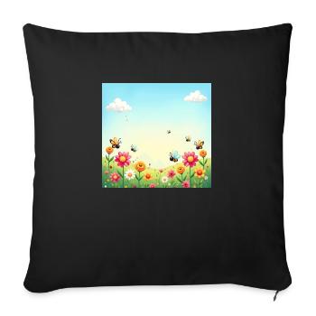Spring Colourful Insect Parade – Sea of Flowers Sun - Sofa pillowcase 17,3'' x 17,3'' (45 x 45 cm) - black - Front