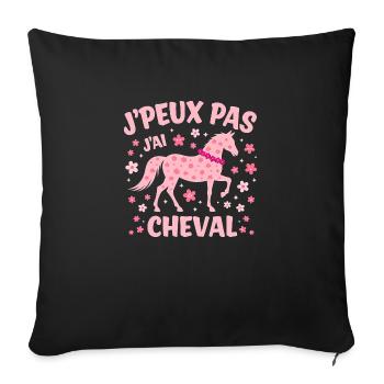 J'Peux Pas J'Ai Cheval Rose - Housse de coussin décorative 45 x 45 cm - noir - Devant
