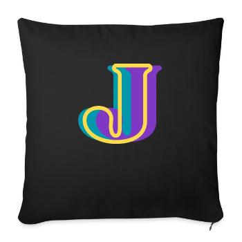 Multicolored letter j - Sofa pillowcase 17,3'' x 17,3'' (45 x 45 cm) - black - Front