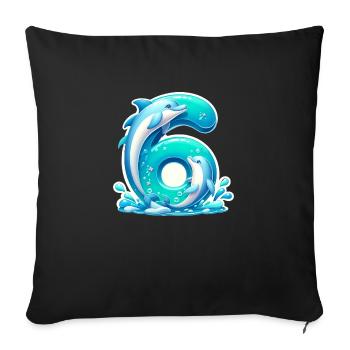 Children's Design – Dolphin and Numbers Fun - Sofa pillowcase 17,3'' x 17,3'' (45 x 45 cm) - black - Front