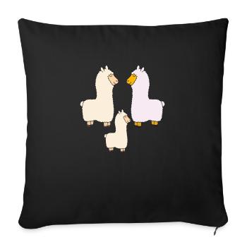 Famille Lama - Housse de coussin décorative 45 x 45 cm - noir - Devant