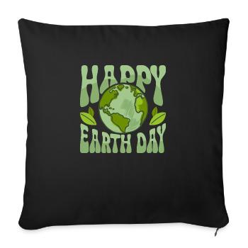 Happy Earth Day Environmental Planet - Sofa pillowcase 17,3'' x 17,3'' (45 x 45 cm) - black - Front