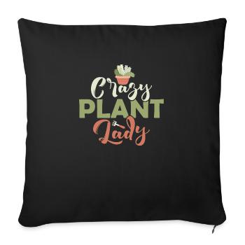 Crazy Plant Dame Jardinage Botanique - Housse de coussin décorative 45 x 45 cm - noir - Devant