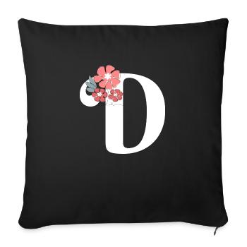 Lettre d fleurs minimalistes - Housse de coussin décorative 45 x 45 cm - noir - Devant