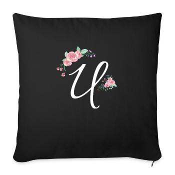 Letter u flowers - Sofa pillowcase 17,3'' x 17,3'' (45 x 45 cm) - black - Front
