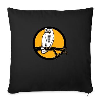 Owl Eagle Owl Branch Tree Forest Moon Night Full Moon Round - Sofa pillowcase 17,3'' x 17,3'' (45 x 45 cm) - black - Front