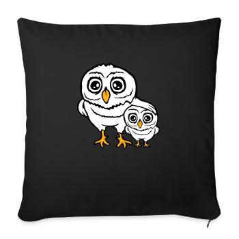 2 Owls Dad Mom Child Baby Family Mother Father - Sofa pillowcase 17,3'' x 17,3'' (45 x 45 cm) - black - Front