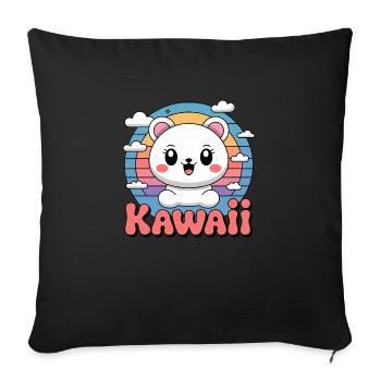 Kawaii Anime – Süßes Manga Design für Otakus Teddy - Sofakissenbezug 45 x 45 cm - Schwarz - Vorne