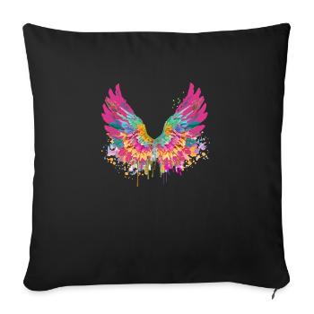 angel wings,angelwings,colorful,graffiti - Sofa pillowcase 17,3'' x 17,3'' (45 x 45 cm) - black - Front